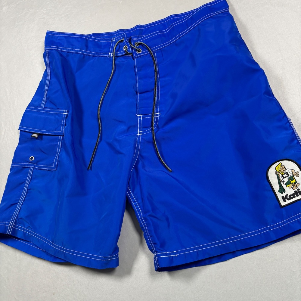 Katin Board Shorts Mens 36 Blue Nylon Cargo Pocket Surf Trunks USA Made